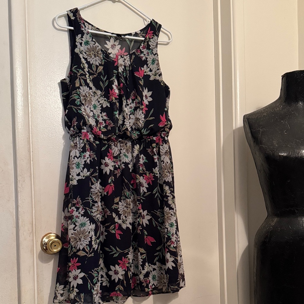 AB Studio Navy Floral  Dress
